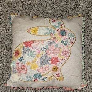 Pier 1 Easter Floral Bunny Decorative Pillow
